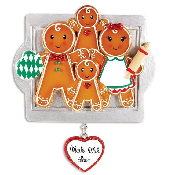 PERSONALIZED CHRISTMAS ORNAMENTS-MADE W/LOVE FAMILY OF 4