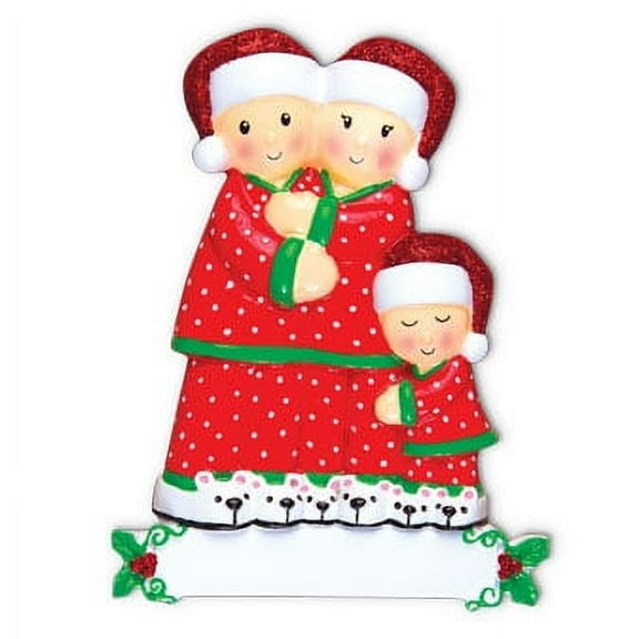 PERSONALIZED CHRISTMAS ORNAMENTS-PAJAMA FAMILY OF 3