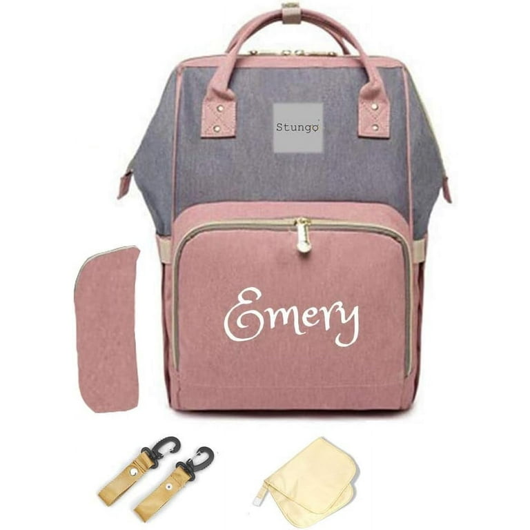 Personalized Diaper Bag Knapsack Backpack Monogram Baby Bag Pink