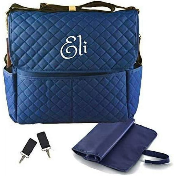 PERSONALIZED Large Diaper Bag Messenger Bag Baby Shoulder Bag Monogram Blue