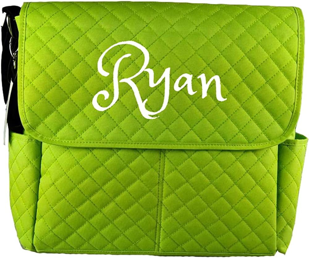 PERSONALIZED Large Diaper Bag Messenger Bag Baby Shoulder Bag Monogram Green