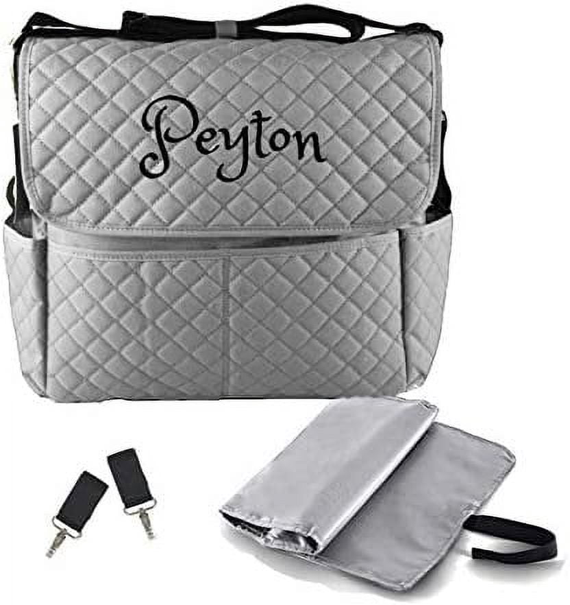 PERSONALIZED Large Diaper Bag Messenger Bag Baby Shoulder Bag Monogram Grey