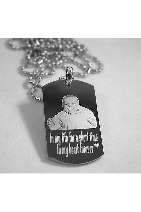 PERSONALIZED PICTURE STAINLESS STEEL DOG TAG AND NECKLACE ENGRAVE YOUR MESSAGE silver2950photo1