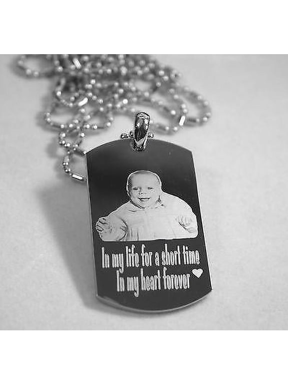 PERSONALIZED PICTURE STAINLESS STEEL DOG TAG AND NECKLACE ENGRAVE YOUR MESSAGE silver2950photo1