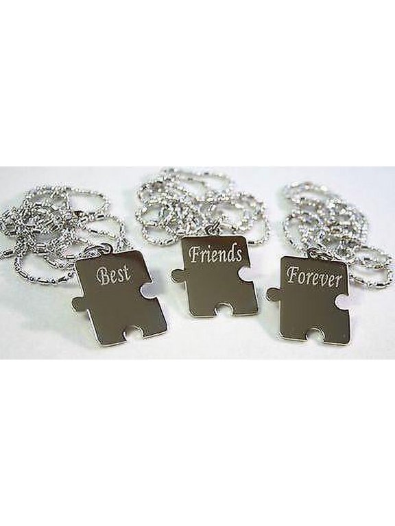 PERSONALIZED PUZZLE PIECES PENDANTS NECKLACE X3 FRIENDS, SIBLINGS, TEAM, COUSINS