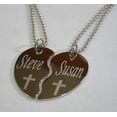 thumbnail image 1 of PERSONALIZED SPLIT HEART CROSS  NECKLACE SET STAINLESS STEEL, 1 of 3