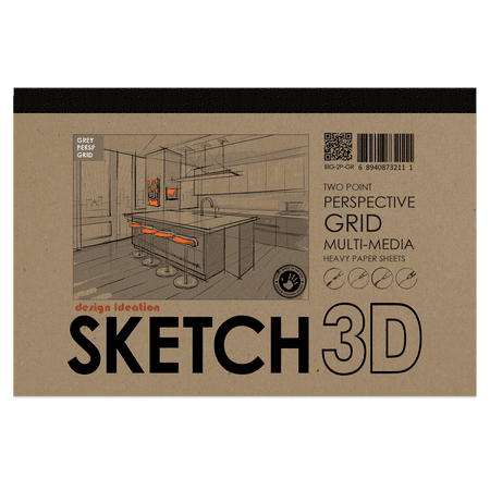 Perspective Grid Pad. Removable Sheets. Mixed Media Paper. Reinforced Lay Flat Binding. 2 Point. Grey. (11" X 17") PAD-2550-TS-H (1 Pad)