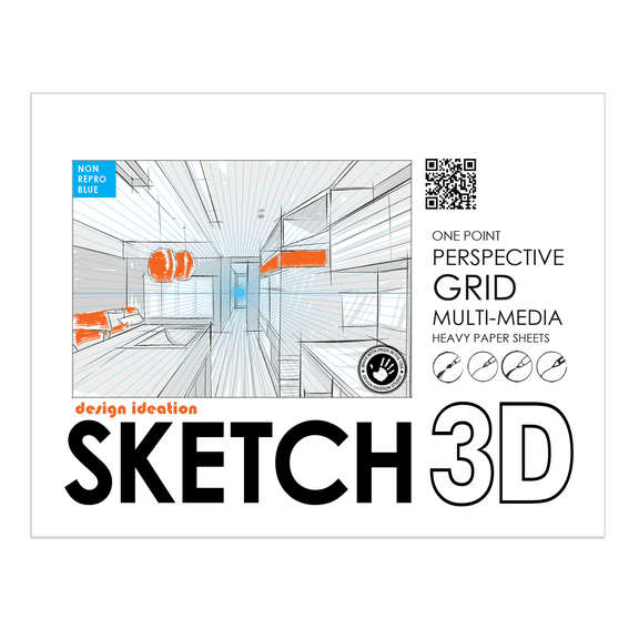 PERSPECTIVE GRID Paper. BLUE Grid. Premium Paper. Loose Sheet Pack. (8.5" x 11") 1 Point Perspective. LP-GRID-PERS-1P-BL
