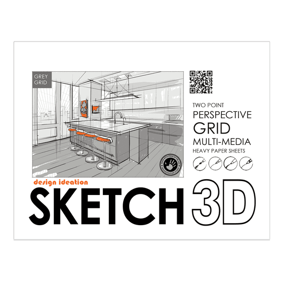 PERSPECTIVE GRID Paper. GREY Grid. Premium Paper. Loose Sheet Pack. (8.5" x 11") 2 Point Perspective. LP-GRID-PERS-2P-GR