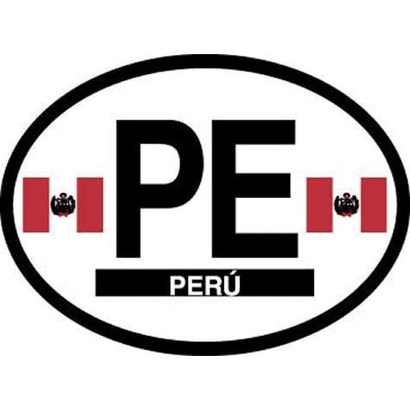 PERU FLAG, Waterproof UV Coated, Famous Reflective OVAL Sticker DECAL , 3.5" x 4.75"