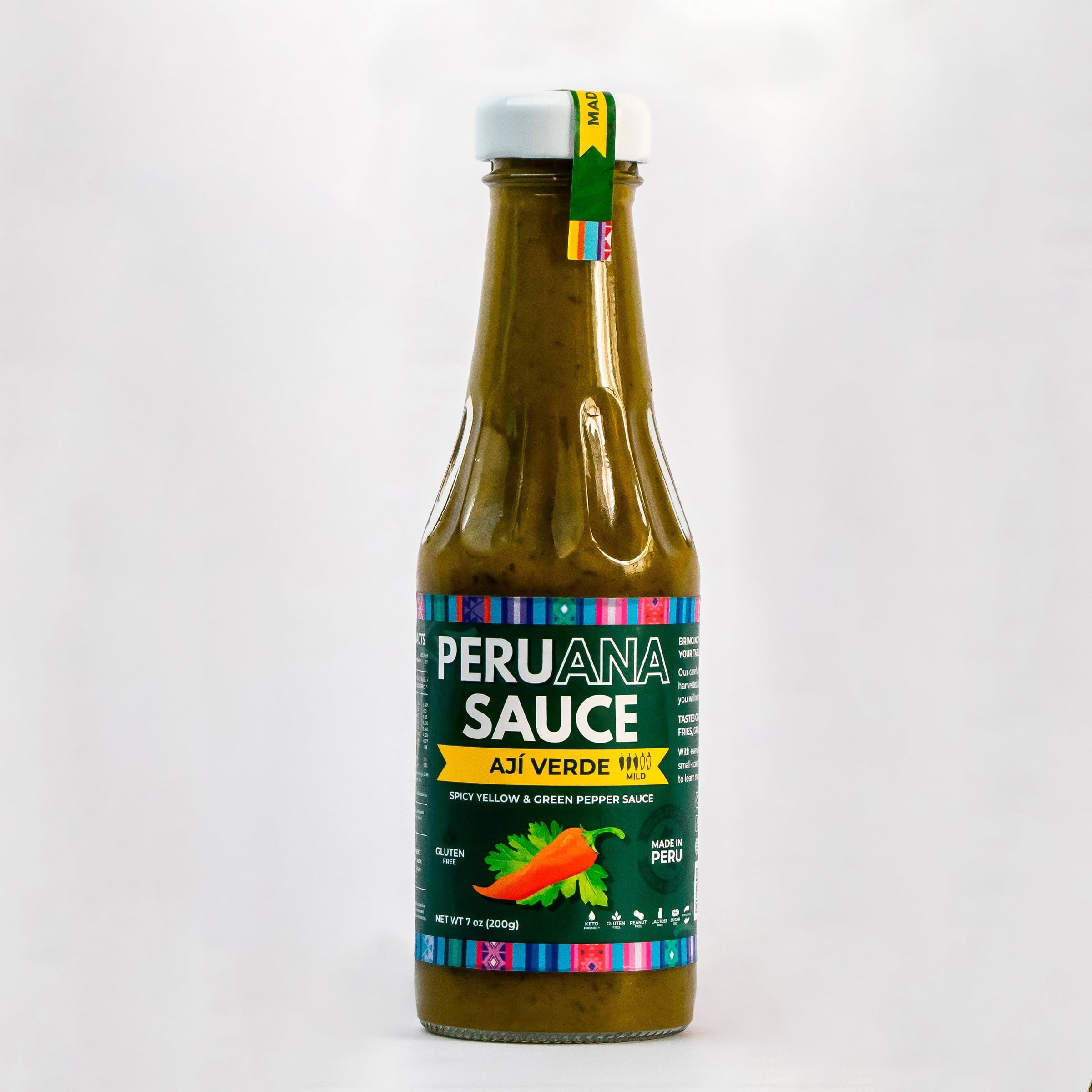 PERUANA Aji Verde Spicy Yellow Pepper + Cilantro Sauce, 7oz, Mild, Keto, Gluten-Free