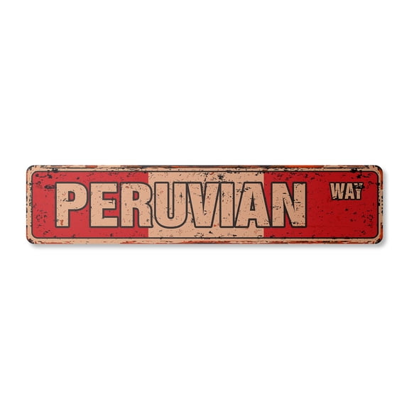 PERUVIAN FLAG Vintage Plastic Street Sign Peru national nation pride country | Indoor/Outdoor | 18" Wide