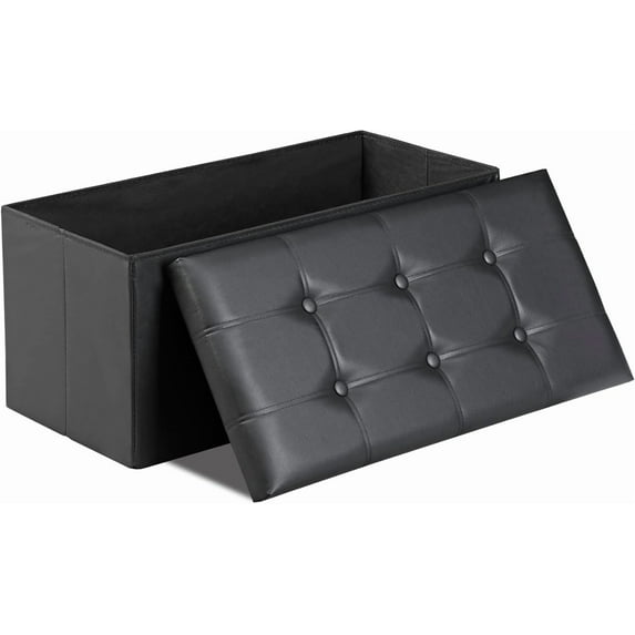 PERUYQ 30Inches Storage Ottoman Bench, Folding Footrest Stool, Storage Chest Long Shoes Bench with Foam Padded Seat, Holds up to 350 lbs, for Living Room, Entryway, Bedroom