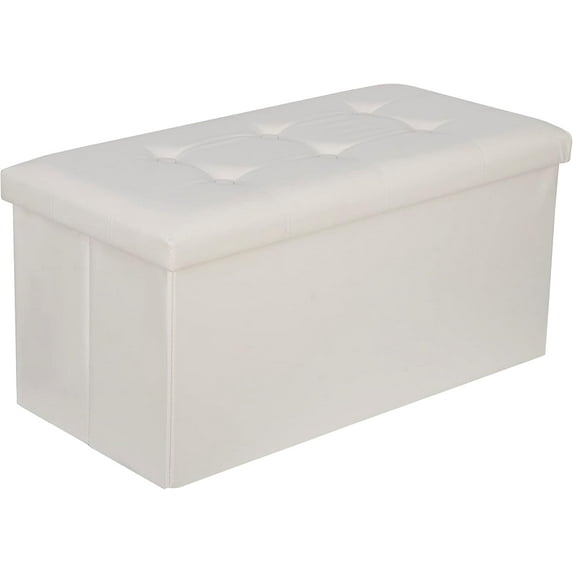 PERUYQ 30Inches Storage Ottoman Bench, Folding Footrest Stool, Storage Chest Long Shoes Bench with Foam Padded Seat, Holds up to 350 lbs, for Living Room, Entryway, Bedroom