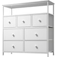 thumbnail image 1 of PERUYQ  Dresser for Bedroom with 7 Drawers and 2 Shelves, TV Stand Dresser for Closet with Wooden Top and Metal Frame, Tall Dressers & Chest of Drawers, Pink, 1 of 15