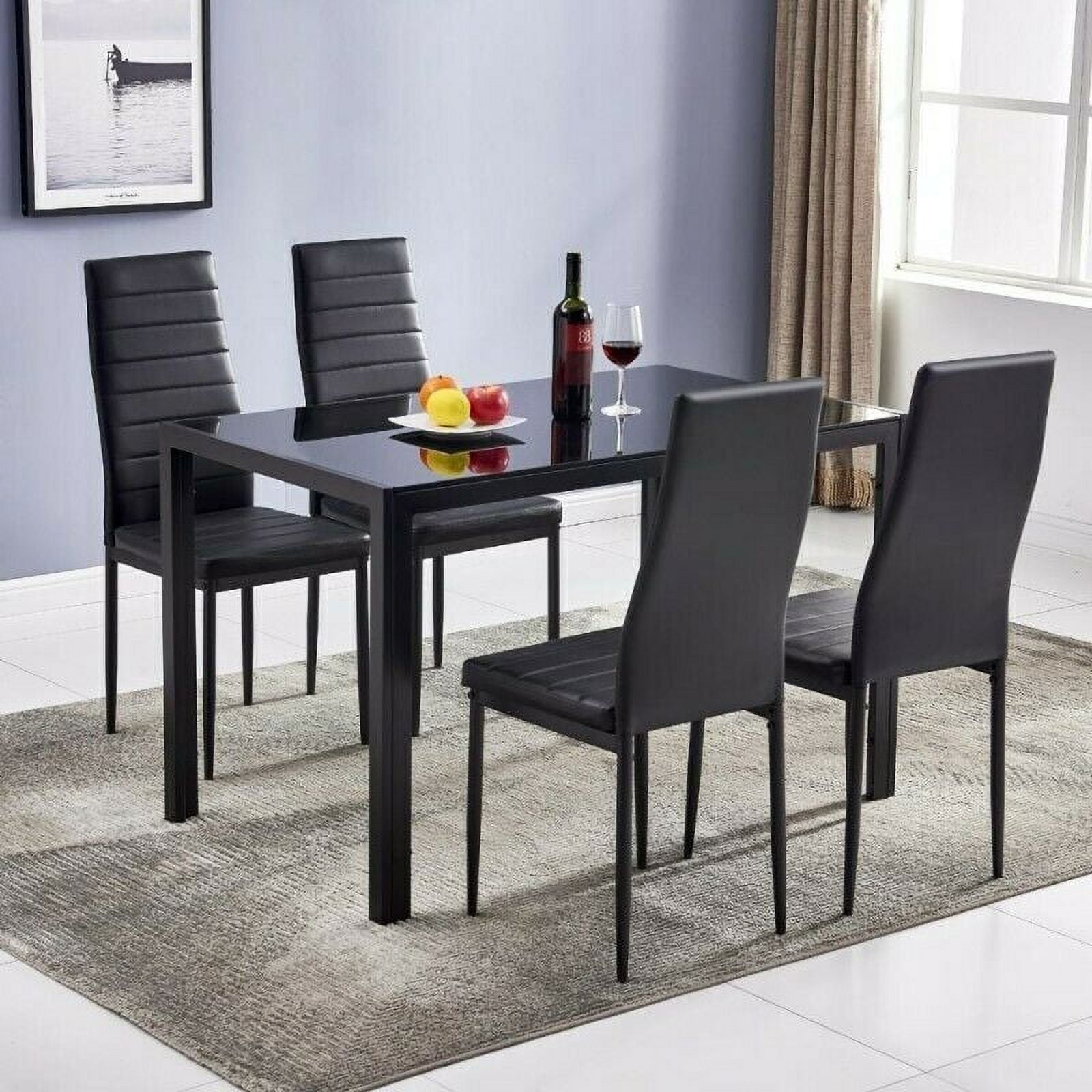 PERUYQ High Back Dining Chairs Set of 4, Faux Leather Dining Room Chairs for Kitchen, Lounge, Living Room with Black Metal Legs, 4 Pieces Modern Dinner Chairs Side Chairs, Black