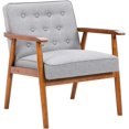 thumbnail image 1 of PERUYQ – Leisure Chair Solid Wood Armrest Accent Chair, Fabric Upholstered Wooden Lounge Chair Modern Living Room Chairs (Grey), 1 of 7