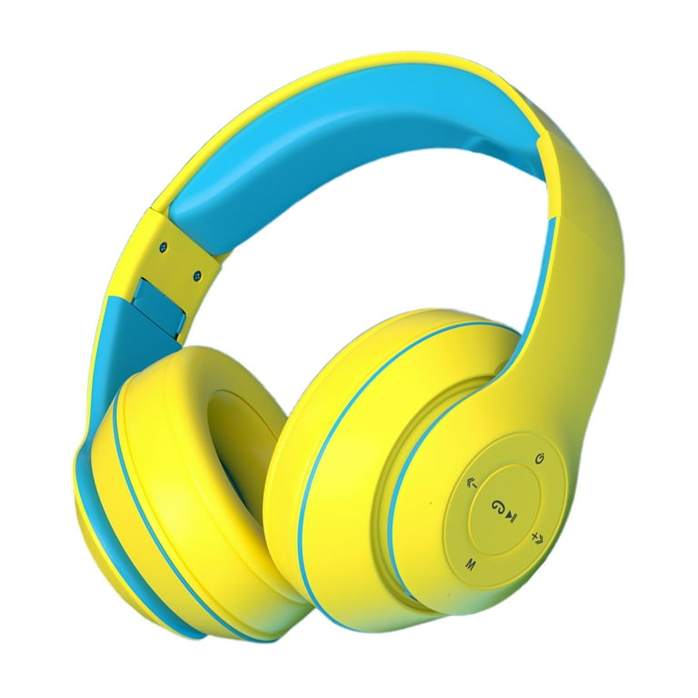 PERZOE 1 Set Wireless Headset Bluetooth compatible 5.1 Heavy Bass Ergonomics Design Stereo Surround Clashing Color 90 Degrees Foldable Storage