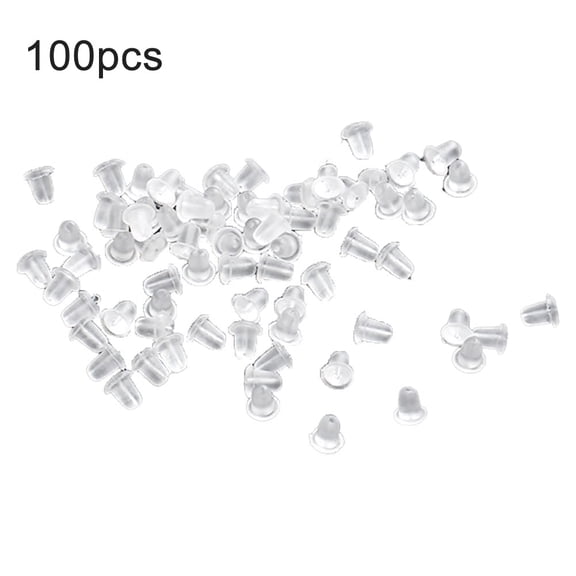 PERZOE 100Pcs Clear Soft Plastic Earring Findings Back Stoppers Earnuts Safe Tool