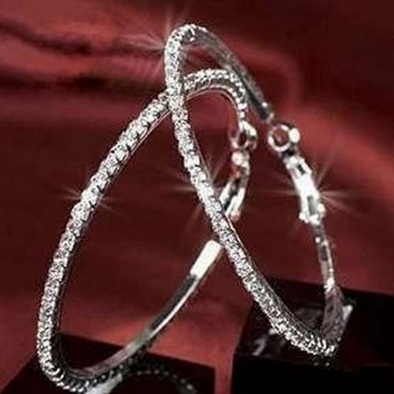 PERZOE 4.5Cm Full Diamond Large Hoop Earrings Versatile Earrings