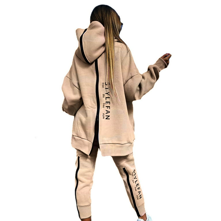 Women Tracksuits Pullover Long Sleeve Hooded Elastic Waist
