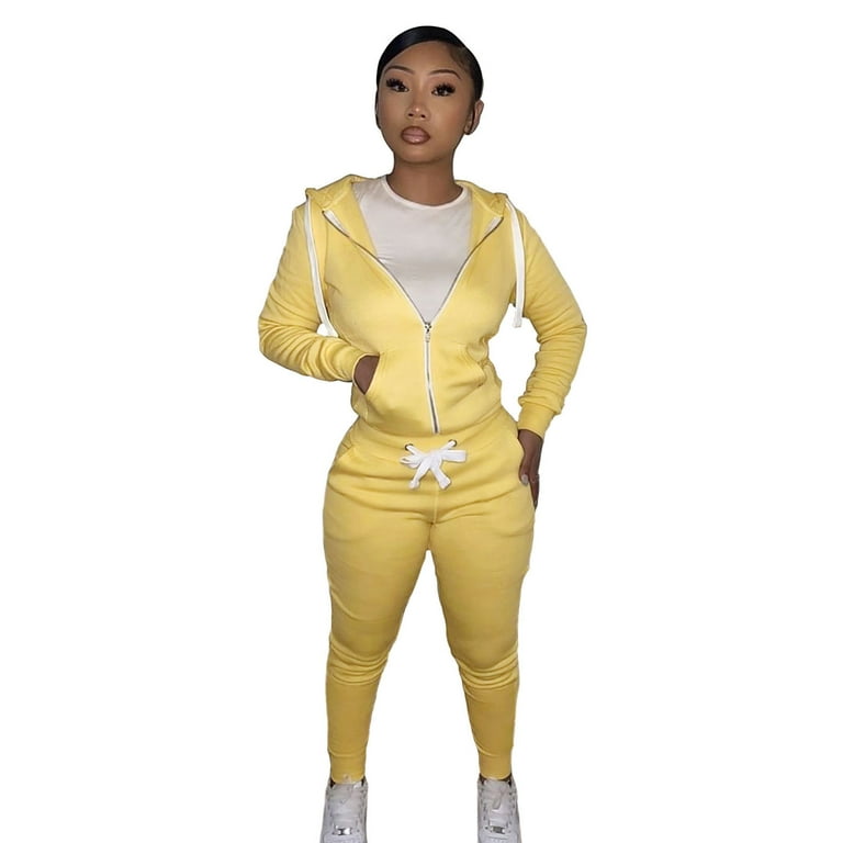 PERZOE Hoodie Pants Set 2Pcs Set Long Sleeves Pockets Zipper