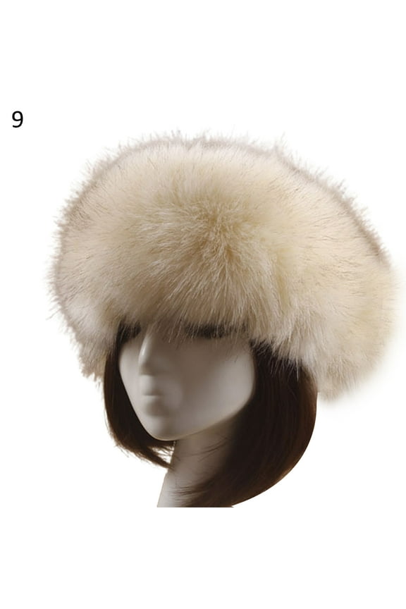 Ladies Autumn and Winter Faux Fur Thickened Hat Empty Top Hat Warm Hat Fox Fur Plush Beanie