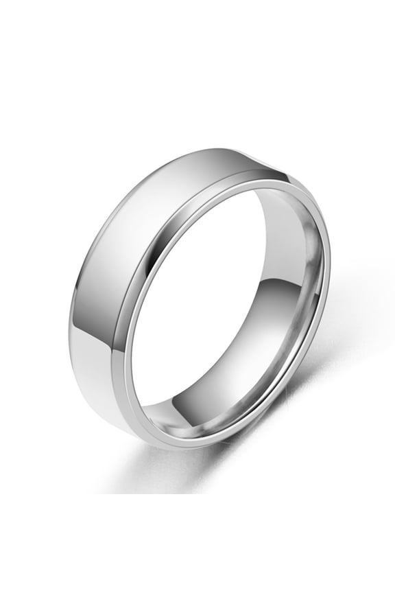 Men'S Fashion Personality Can Be Engraved Double Bevel Shiny Ring