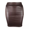 thumbnail image 1 of PERZOE Mini Skirt Women Mini Skirt Solid Color High Waist Slim Fit Skinny Matte Faux Leather Cozy Commuter Bodycon Skirt Streetwear, 1 of 8