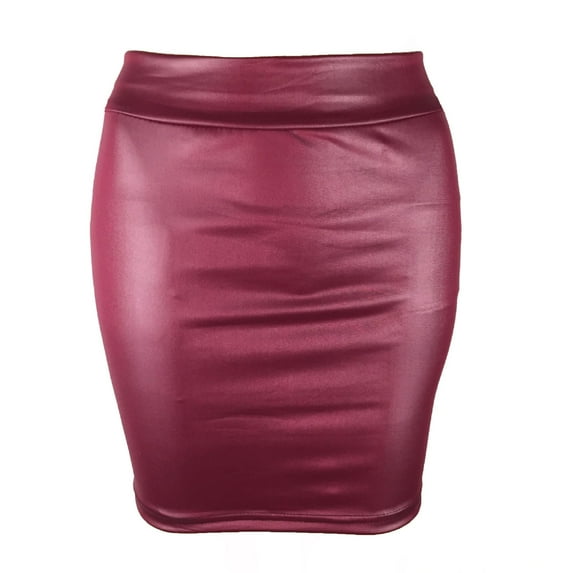 PERZOE Mini Skirt Women Mini Skirt Solid Color High Waist Slim Fit Skinny Matte Faux Leather Cozy Commuter Bodycon Skirt Streetwear