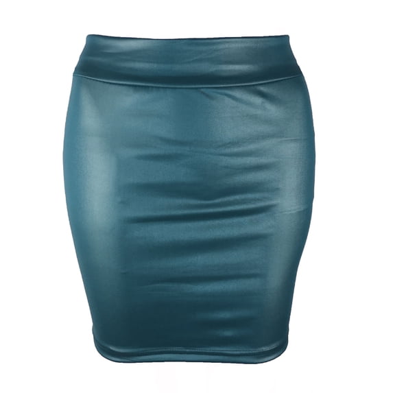 PERZOE Mini Skirt Women Mini Skirt Solid Color High Waist Slim Fit Skinny Matte Faux Leather Cozy Commuter Bodycon Skirt Streetwear