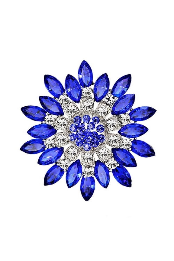 Women Fashion Flower Brooch Crystal Rhinestone Jewelry for Wedding Party Gift