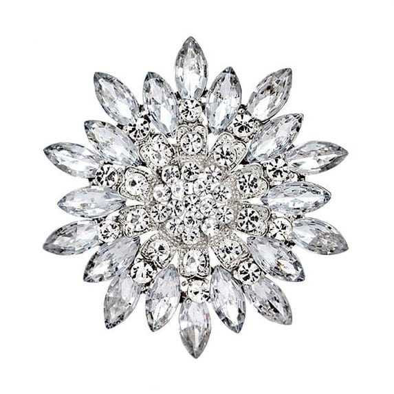 PERZOE Women Fashion Flower Brooch Crystal Rhinestone Jewelry for Wedding Party Gift