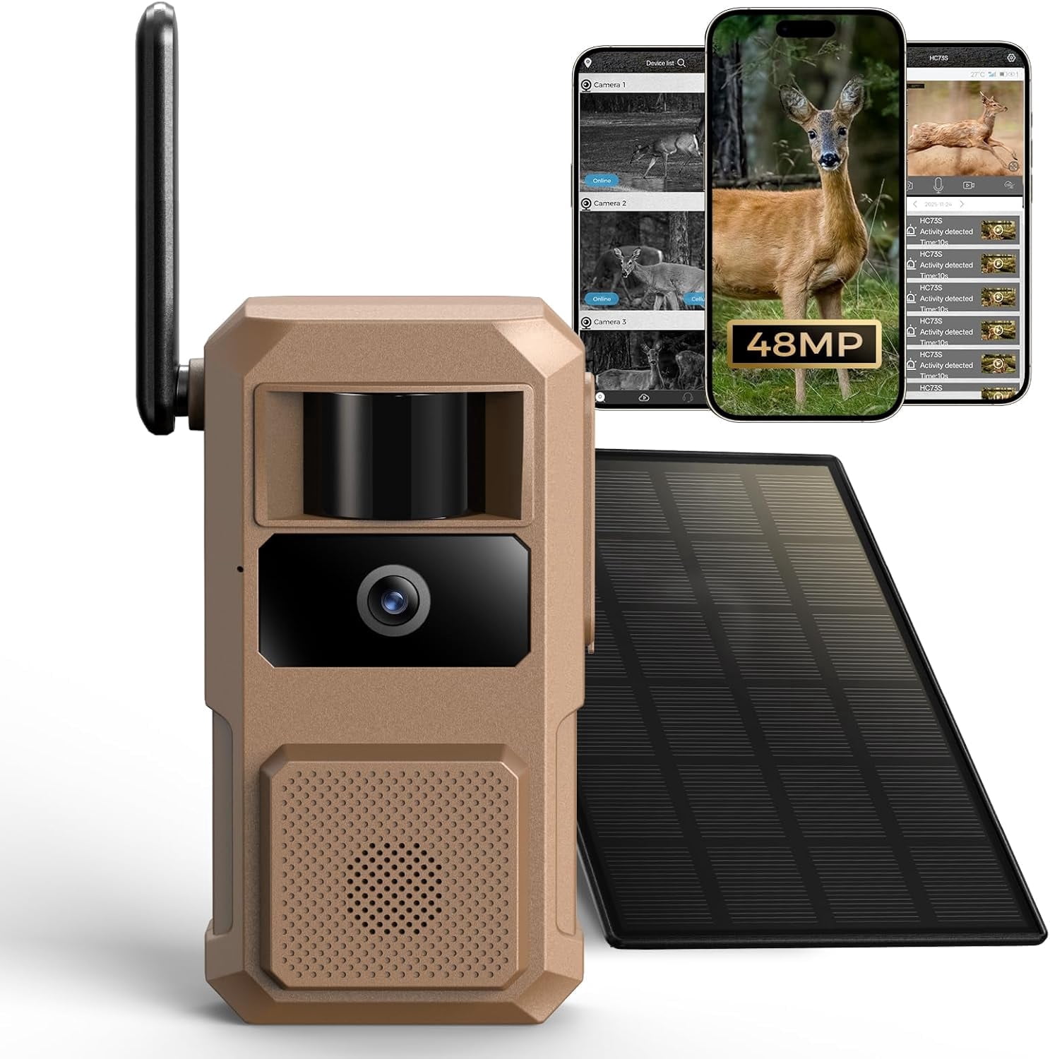 PESAIR 48MP 2K Live 4G LTE Cellular Trail Camera - AI Animal Detection, Solar-Powered 0.1s Trigger IP66 Waterproof Game Camera