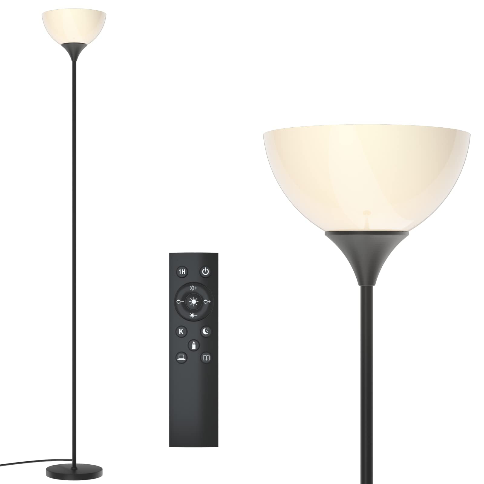 PESRAE Floor Lamp, Remote Control with 4 Color Temperatures, Torchiere Floor lamp for Bedroom