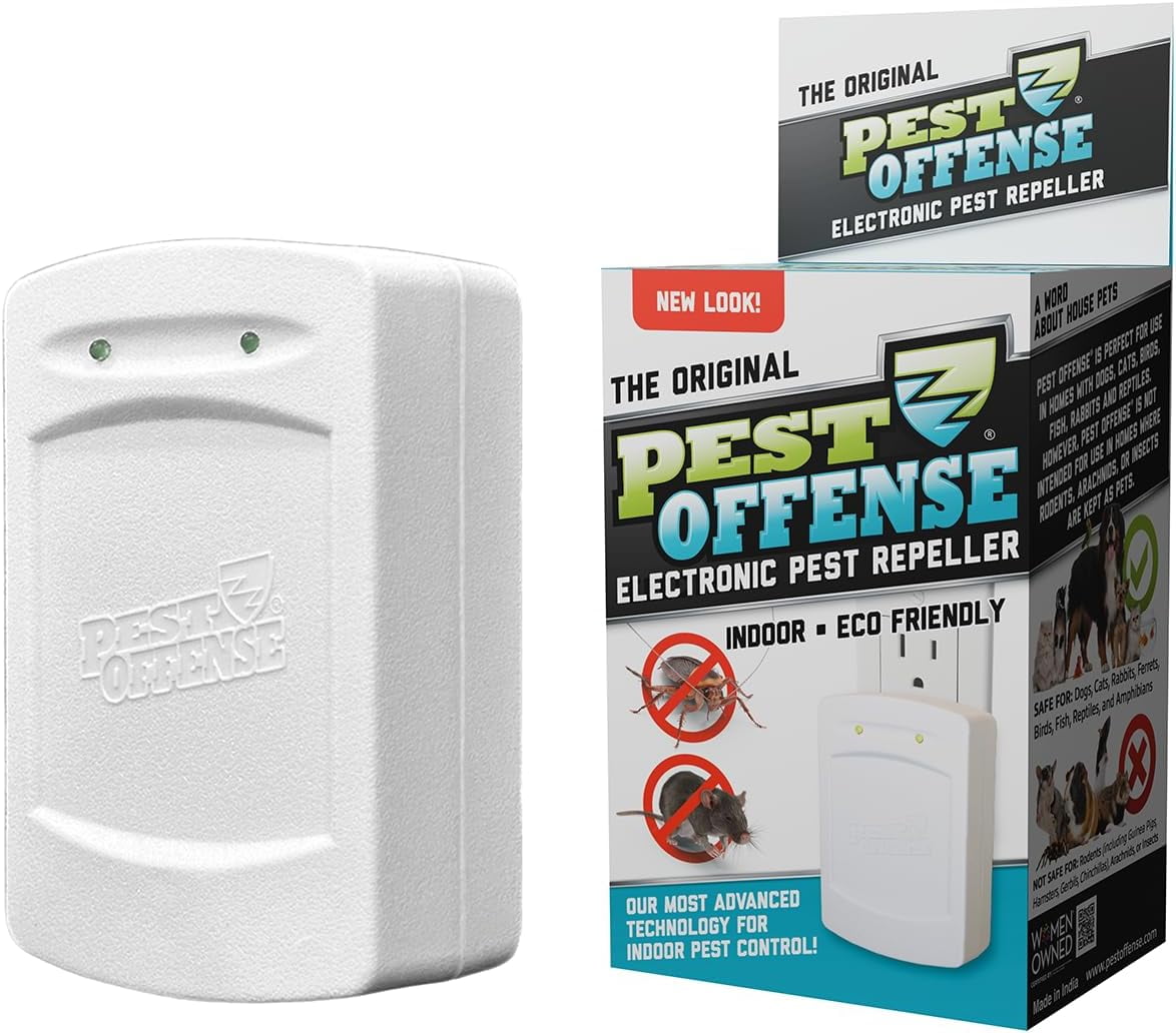 Next Gen PEST OFFENSE Electronic Pest Repeller For Indoor Pest Control (Effective For Roaches & Mice) - Perfect For Home, Office, Businesses & Warehouses!