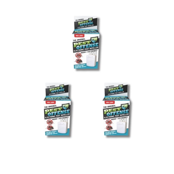 PEST OFFENSE - Original Ultrasonic Pest Repellent Traps Insects Rodents Electronic Safe - White