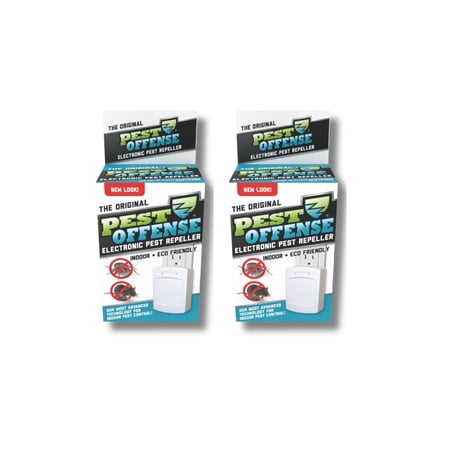 PEST OFFENSE - Original Ultrasonic Rodent Insect Traps Repeller Set (Pousa-fl-01) - White 2 Pack