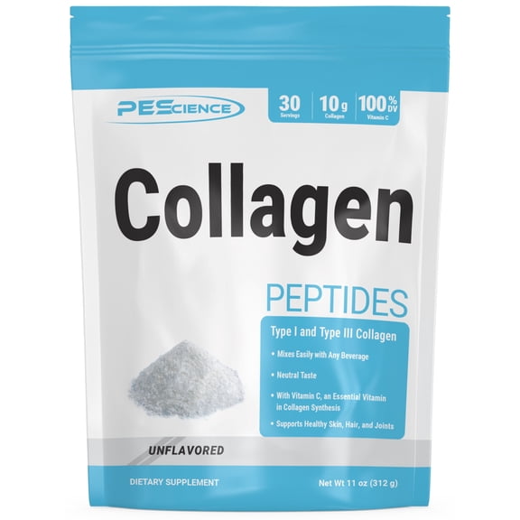 Collagen Peptides Powder Hydrolyzed Bovine Collagen Type I & III with Vitamin C, 10 g per Serving