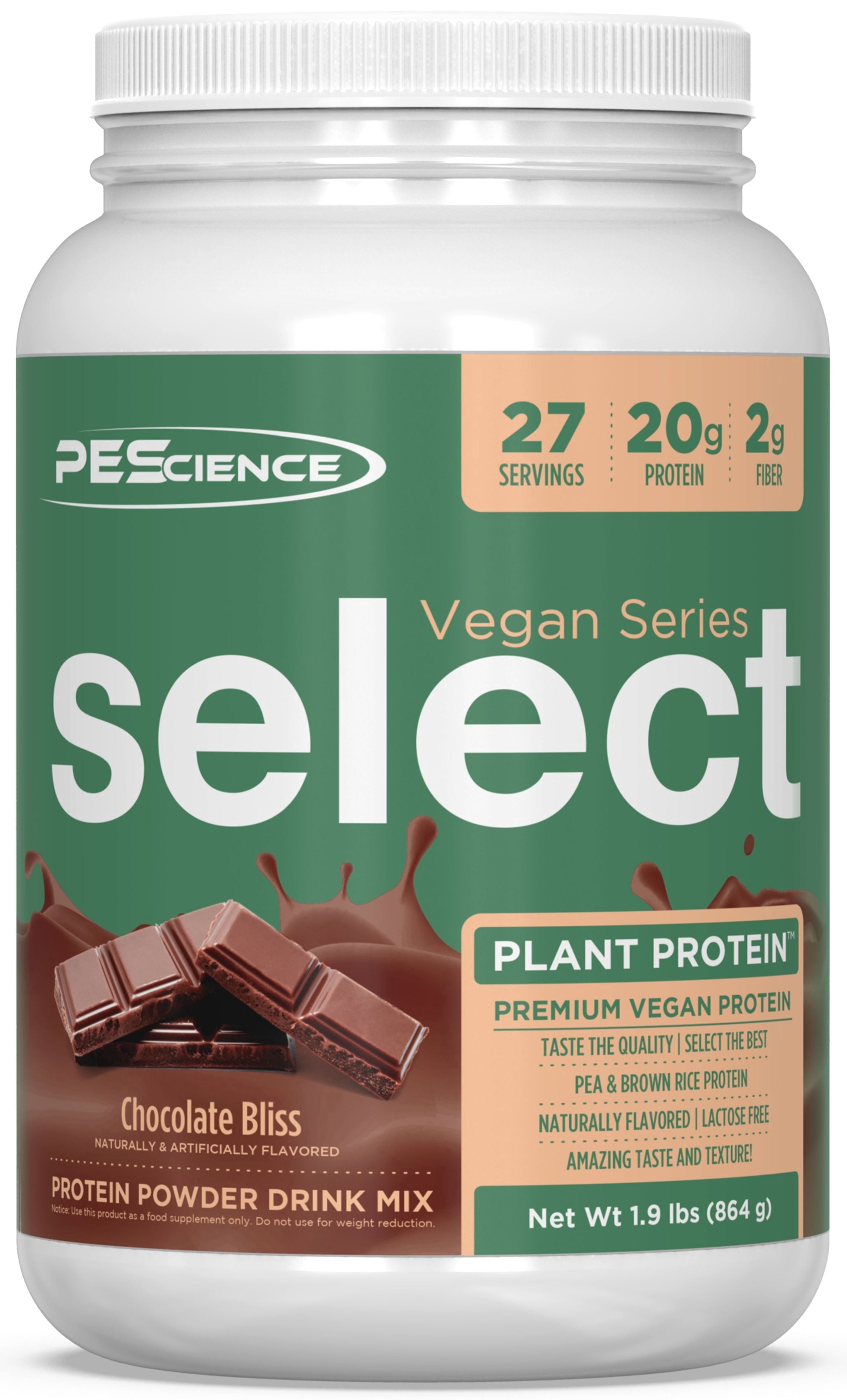 Select Vegan Protein Powder – Plant-Based Pea & Brown Rice Protein, Soy-Free, Gluten-Free