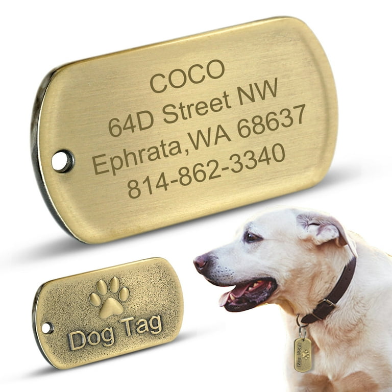 Laser Engraved Brass Name Tags For Dog Collars PET ARTIST BRASS