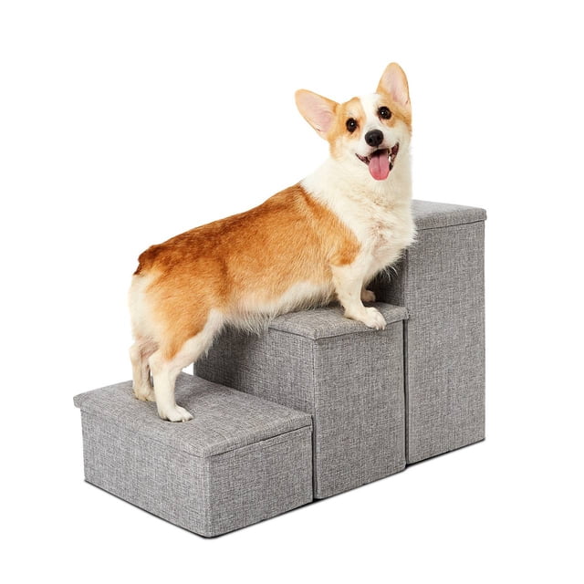 PET AWESOME Doggie Stairs for Home, Adjustable Steps & Storage for ...