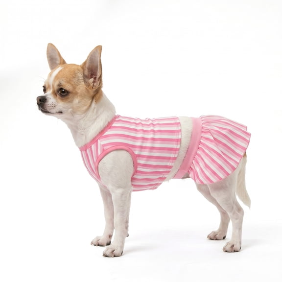 Vibrant Life Striped Dog Bikini, Pink and White, Extra Small