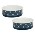 thumbnail image 1 of DII Pet Bowl Trellis Paw Navy Medium 6Dx2H (Set of 2), 1 of 5