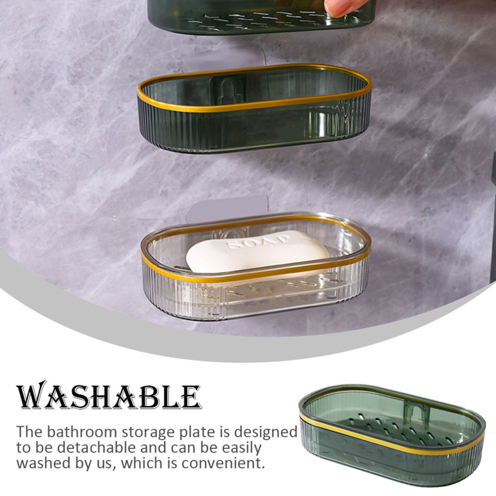 PET Bathroom Soap Storage Holder Self-adhesive Wall Hanging Soap Dish ...