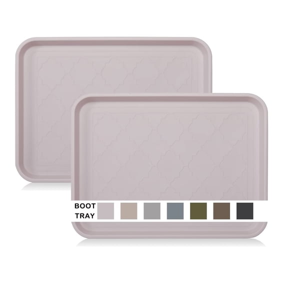 Wataniya Boot Tray 2 Pack, 16.7"x12.8" Waterproof Heavy Duty Shoe Mat Tray, Multi-Purpose Tray for Entryway, Pets, Garden, White