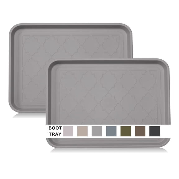 Wataniya 2 Pack Boot Tray for Entryway, 16.7"x12.8" Heavy Duty Waterproof Shoe Mat Tray with Raised Edge, Tan Multi-Purpose Tray for Shoes, Pets & Garden