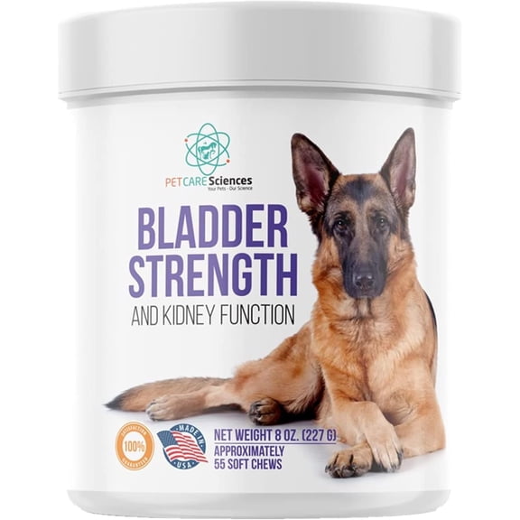 PET CARE Sciences Dog Incontinence Supplement  Bladder Control for Dogs, Cranberry Pills for Dogs, Senior Dog Incontinence Support, Dog UTI Treatment, Bladder Strength  55 Soft Chews, Made in USA