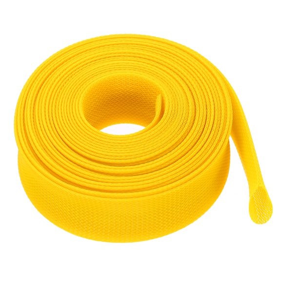 PET Cable Wire Wrap 59mm Expandable Sleeving Yellow 7.6 M Length