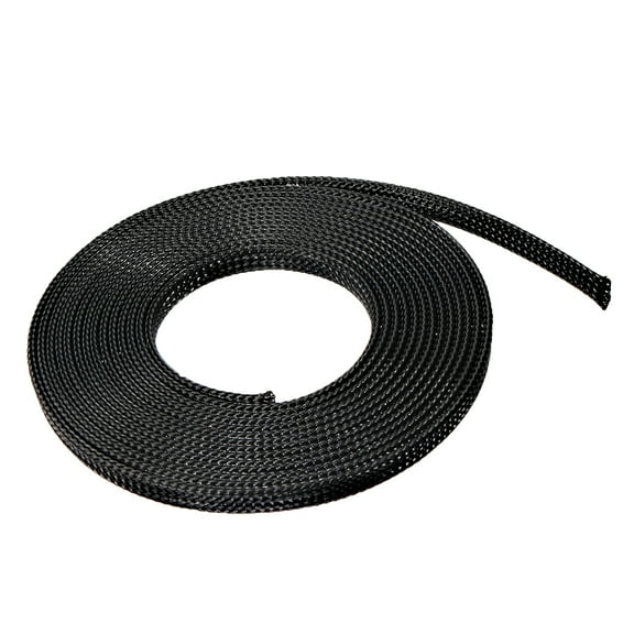 PET Cable Wire Wrap 6mm Expandable Braided Sleeving Black 6.56ft Length